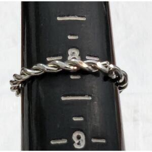 Vintage Ring Size 8 Pinky Small Twisted New Old Stock Silvertone Stacking